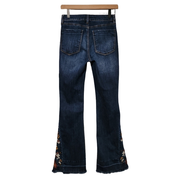 ASHLEY MASON Womens Juniors Size 5/27 Dark Wash Bootcut Embroidered Y2K Festival - Picture 7 of 13